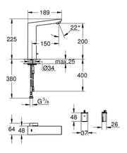 Grohe Eurocube E Infra-Red Electronic Basin Mixer Chrome side profile