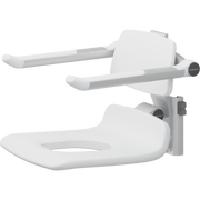 Pressalit PLUS Replacement Shower Seat 450 with Aperture incl. Backrest & Armrests, Manually Height Adjustable, White (R7135000)