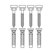 Pressalit Mounting Kit — 4 × Coach Screws Ø10 × 70 with SX12 Plugs & grey screw covers, for Brick (V8605)
