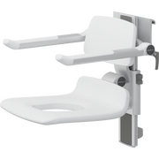 Pressalit PLUS Shower Seat 450 with Aperture incl. Backrest & Armrests, Manually Height & Sideways Adjustable, White (R7465000)