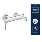 Grohe Essence wall-mounted bath shower mixer StarLight Chrome lever detail