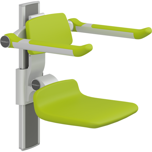 Pressalit PLUS Shower Seat 310 incl. Backrest & Armrests, Manually Height Adjustable, Lime Green (R7334277)
