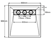 AKW TriForm 900x900mm wet floor former dimensions drawing