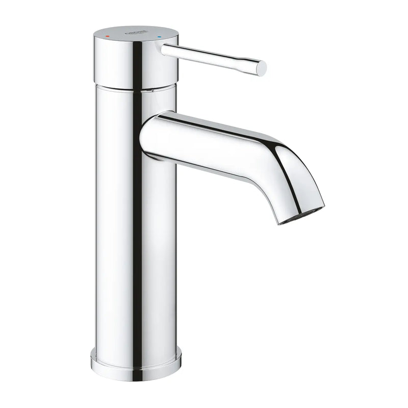 Grohe Essence Basin Mixer Tap S-Size push-open waste StarLight Chrome side profile
