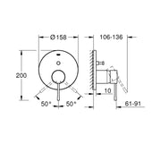 Grohe Essence Concealed Mixer Trim 2-Way Diverter in StarLight Chrome detail view
