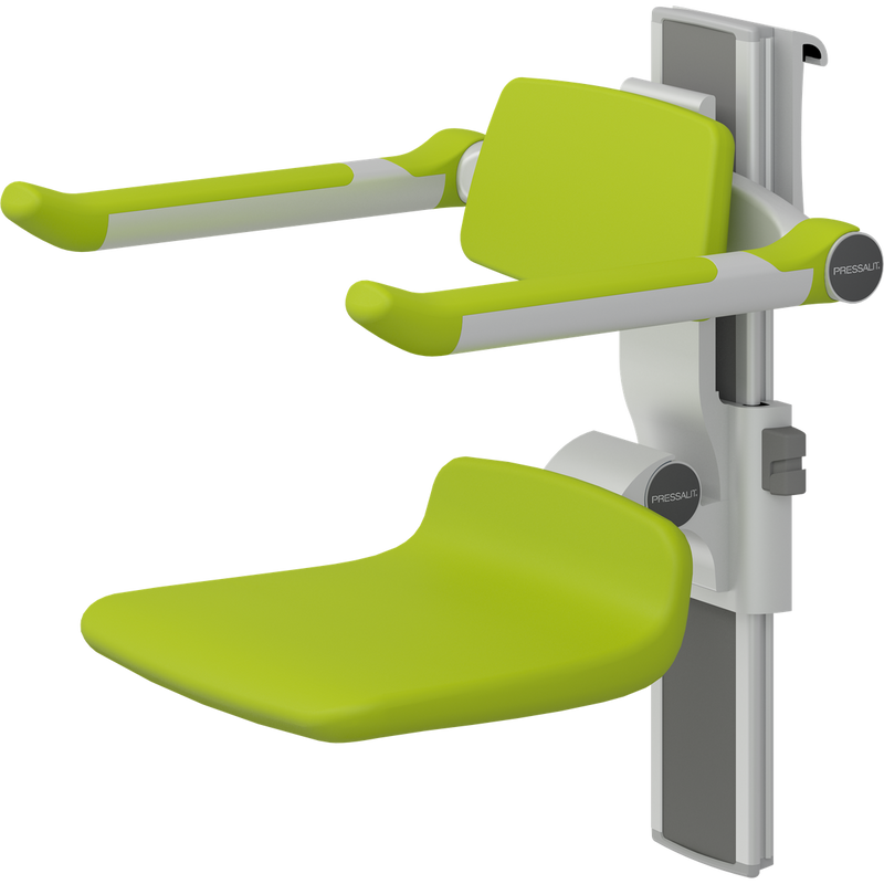 Pressalit PLUS Shower Seat 310 incl. Backrest & Armrests, Manually Height & Sideways Adjustable, Lime Green (R7364277)