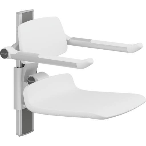 Pressalit PLUS Shower Seat 450 incl. Backrest & Armrests, Manually Height Adjustable, White (R7434000)