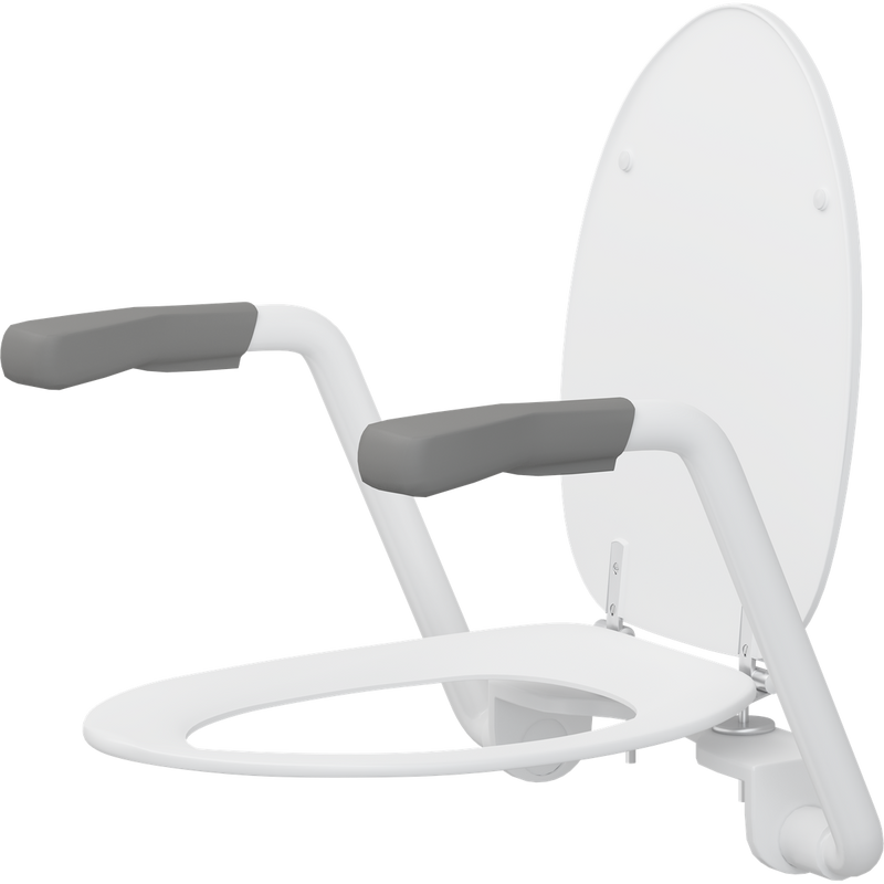 Pressalit TMA 2 toilet arm support with Dania toilet seat, white with anthracite handles