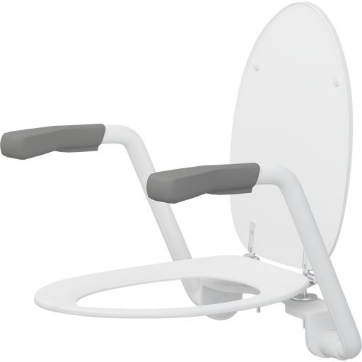 Pressalit TMA 2 toilet arm support with Dania toilet seat, white with anthracite handles