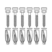 Pressalit Mounting Kit — 6 × Coach Screws Ø10 × 70 with GB14 Plugs, for Aerated Concrete (Aircrete) (V8658)