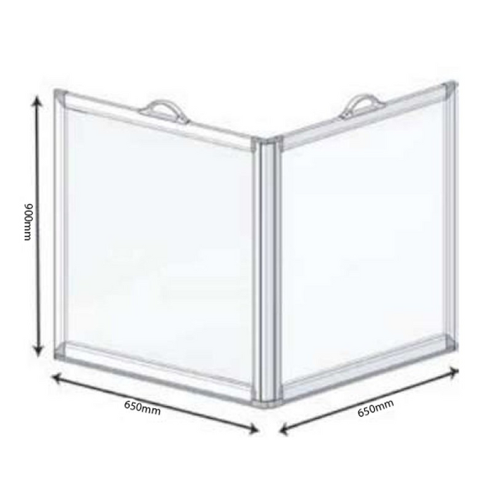 AKW Freeway 2 Panel Portable Shower Screen 650x650mm (900mm High) 15342
