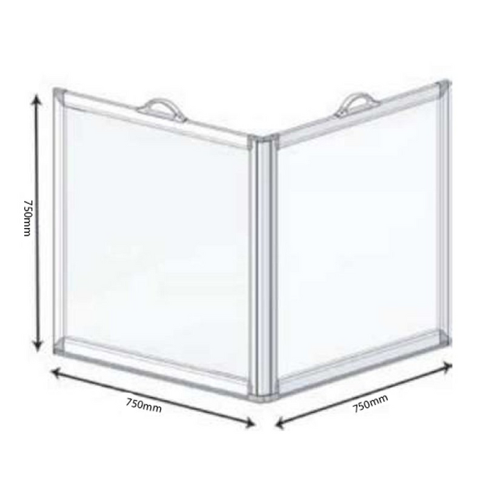 AKW Freeway 2 Panel Portable Shower Screen 750x750mm (750mm High) 15165