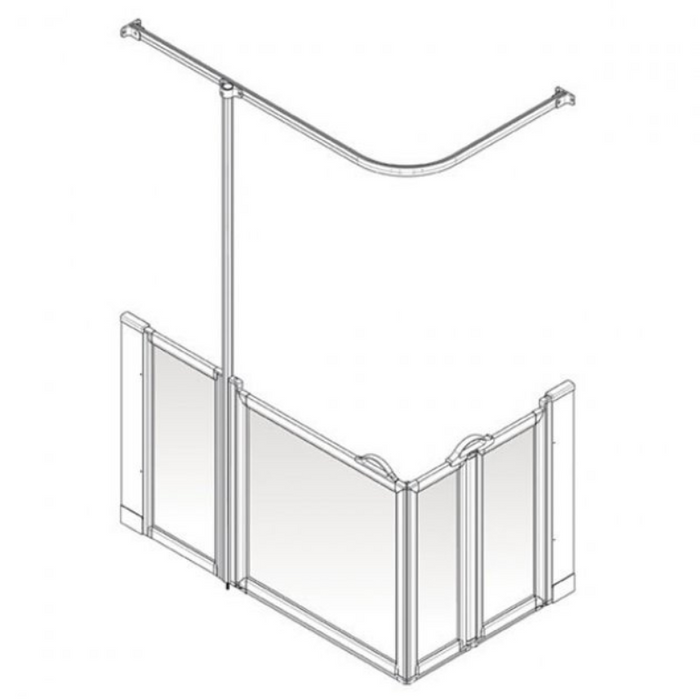 AKW Option BW Shower Screens 1500x820mm Right Hand - 750mm High (91018R)