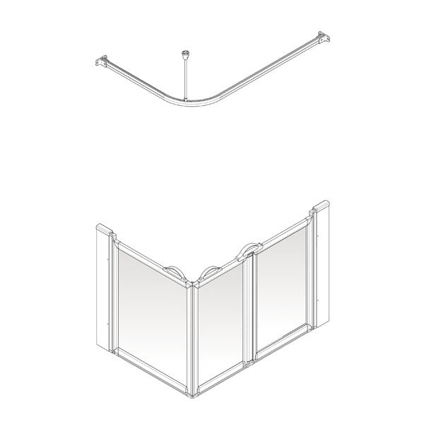 AKW Option A half height shower screen for shower trays – right hand