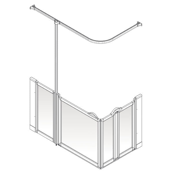 AKW Option BW half height shower screen for wet floors – left hand