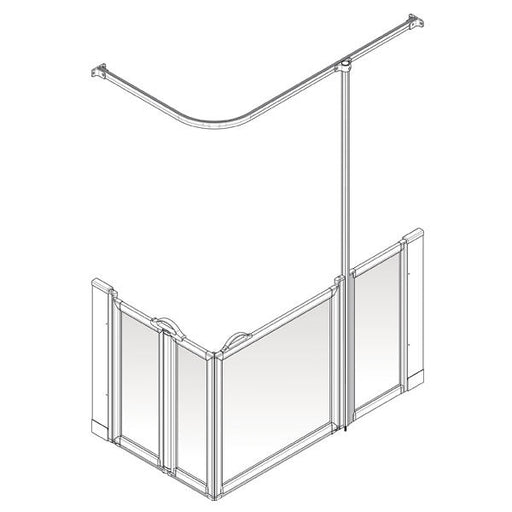AKW Option BW half height shower screen for wet floors – right hand