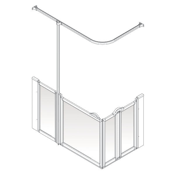 AKW Option B half height shower screen for shower trays – left hand