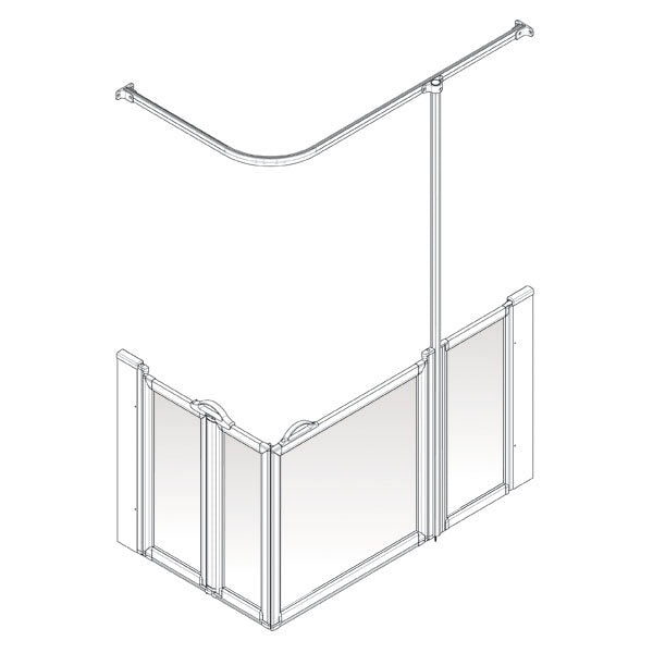 AKW Option B half height shower screen for shower trays – right hand