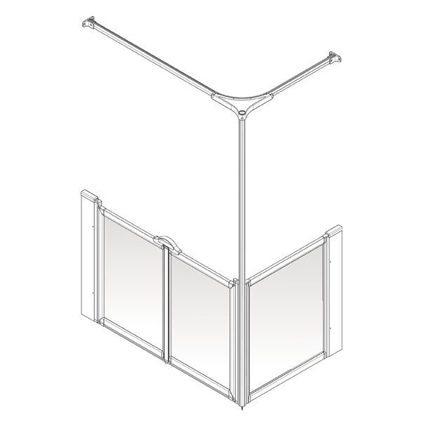 AKW Option C half height shower screen for shower trays – left hand