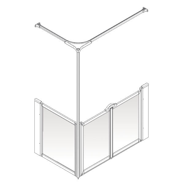 AKW Option C half height shower screen for shower trays – right hand