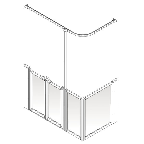 AKW Option D half height shower screen for shower trays – left hand