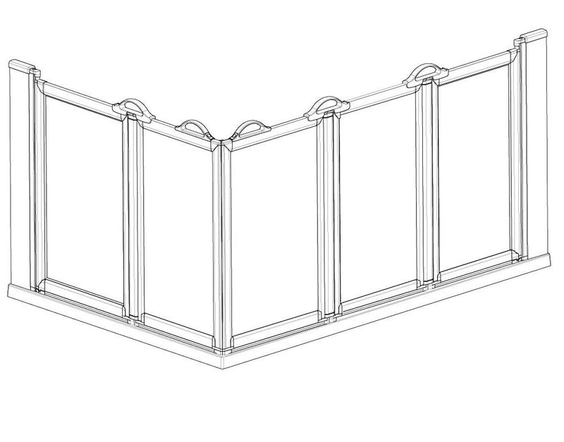 AKW Option E5 half height shower screen for shower trays – right hand