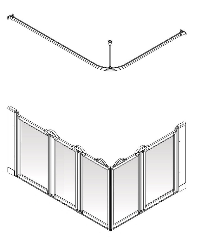 AKW Option EW5 750mm high shower screen for wet floors – left hand