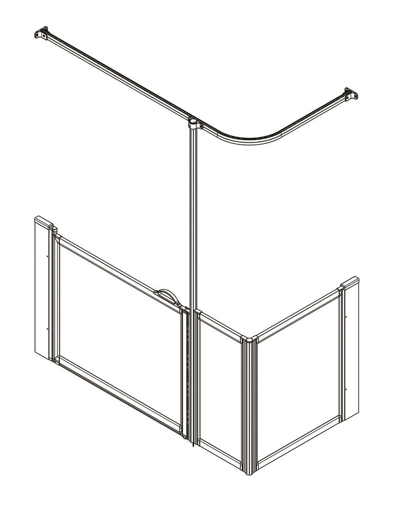 AKW Option Q half height shower screen for shower trays – left hand