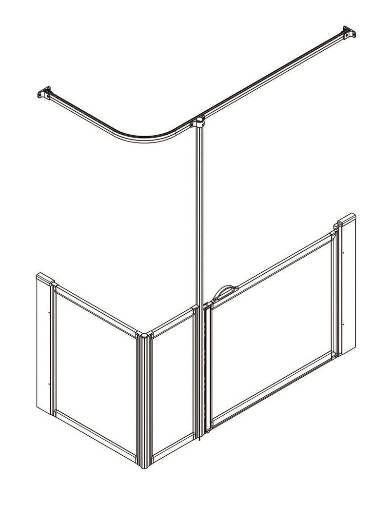 AKW Option Q half height shower screen for shower trays – right hand