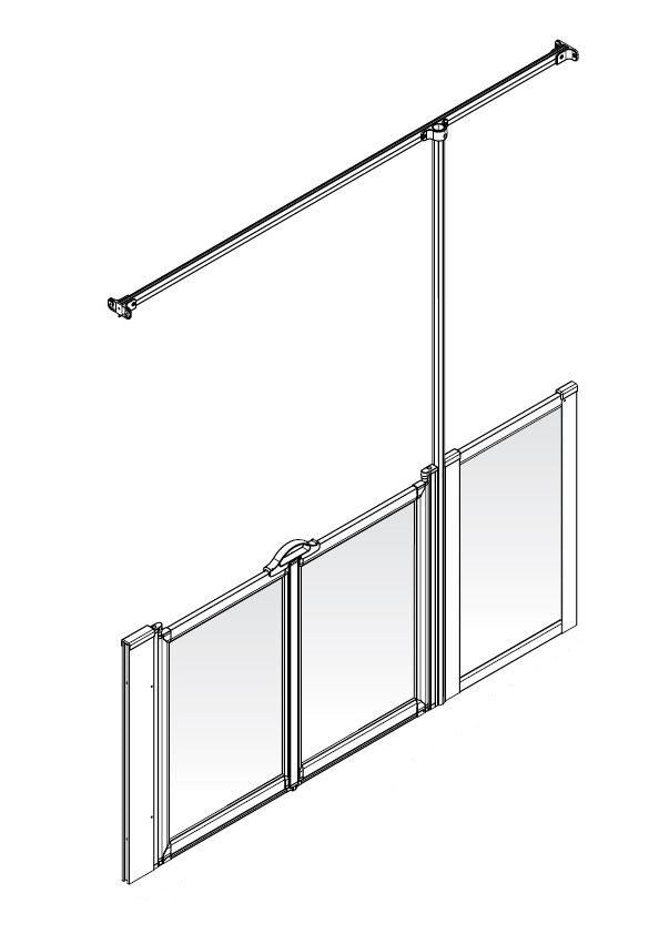 AKW Option TT half height shower screen for shower trays – right hand