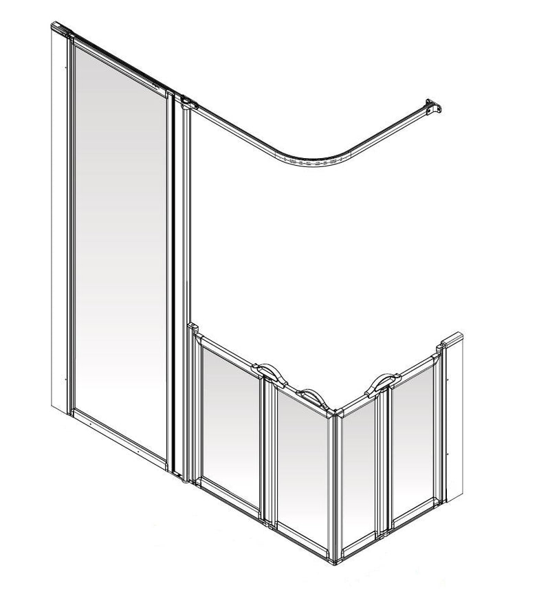 AKW Option XF full height shower screen for shower trays – left hand