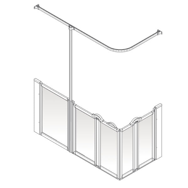 AKW Option XW half height shower screen for wet floors – left hand
