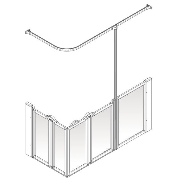 AKW Option X half height shower screen for shower trays – right hand