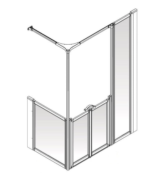 AKW Option YF full height shower screen for shower trays – right hand