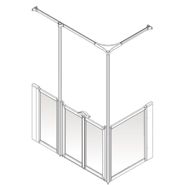 AKW Option Y half height shower screen for shower trays – left hand