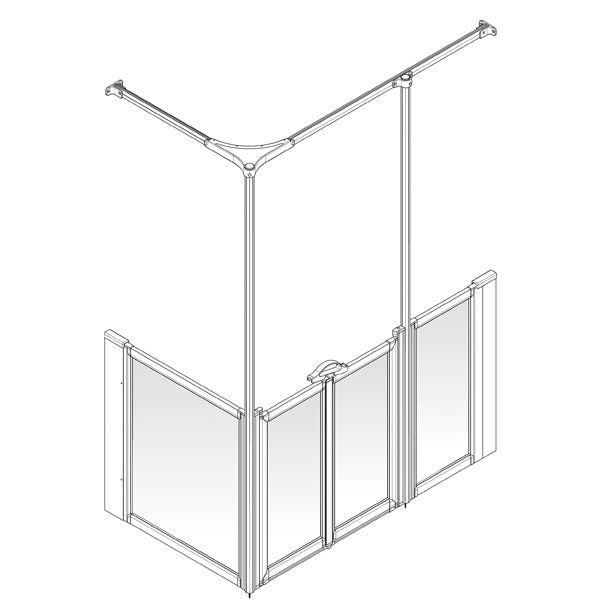 AKW Option Y half height shower screen for shower trays – right hand