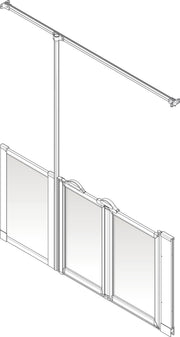 AKW Option ZUW half height shower screen for wet floors – left hand