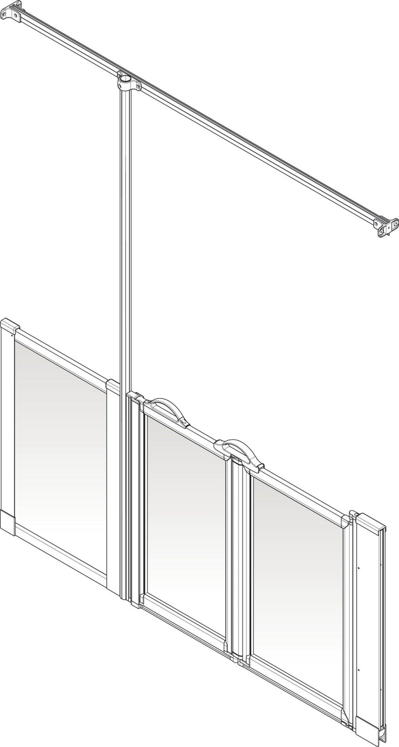AKW Option ZUW half height shower screen for wet floors – left hand