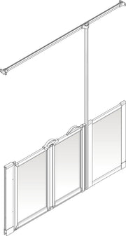 AKW Option ZUW half height shower screen for wet floors – right hand