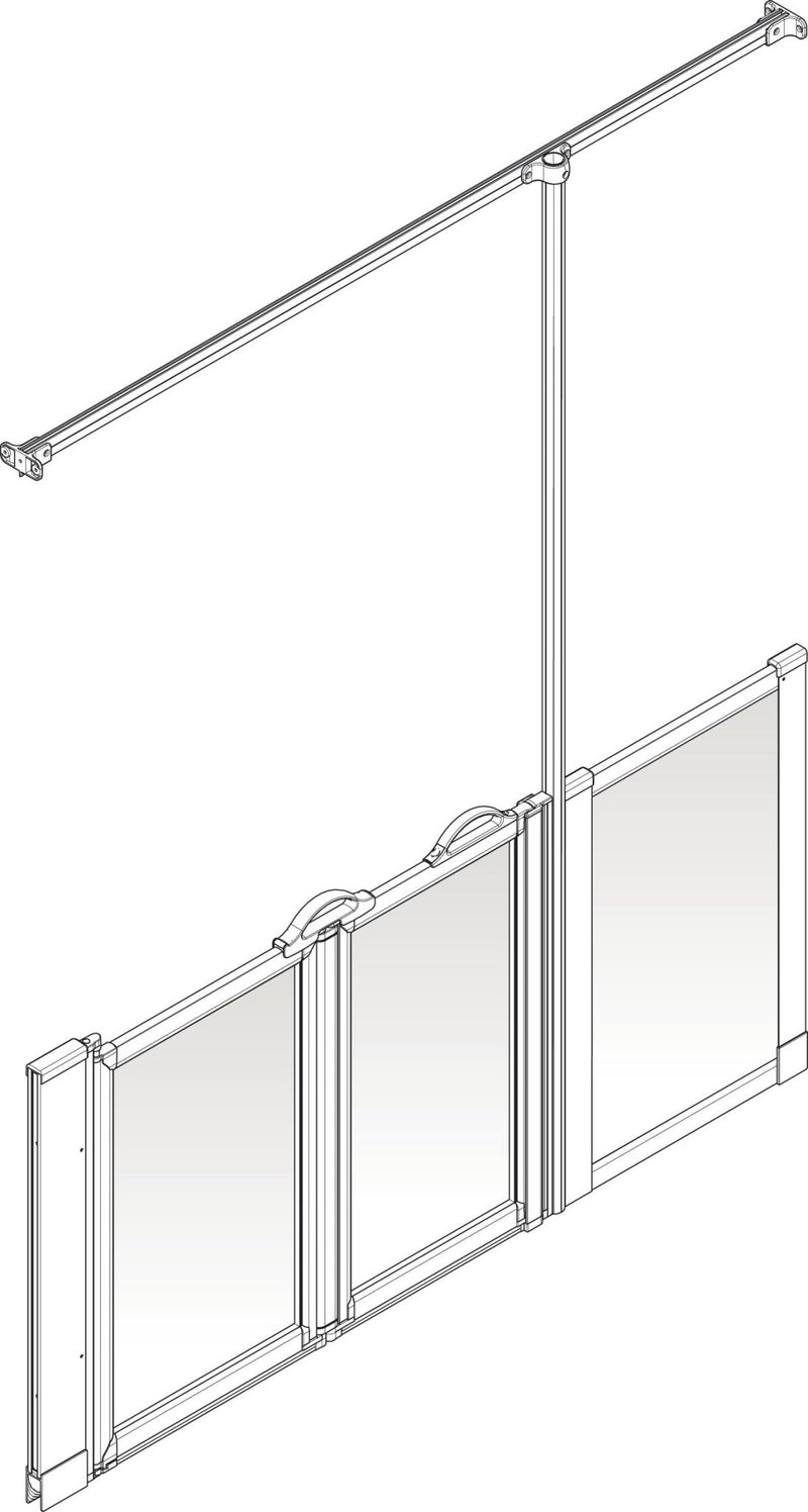 AKW Option ZUW half height shower screen for wet floors – right hand
