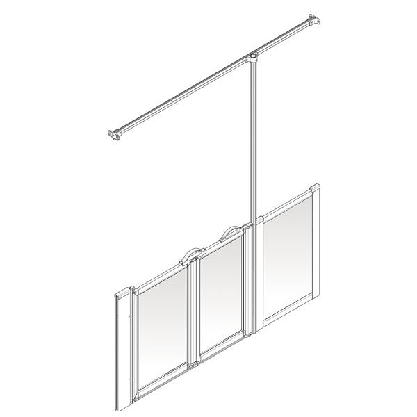 AKW Option ZW half height shower screen for wet floors – right hand