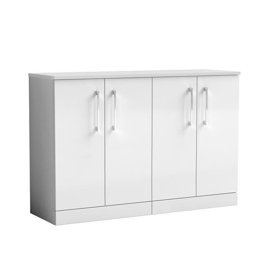 Nuie Arno 1200mm Gloss White 2 Door floor standing worktop vanity unit