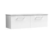 Nuie Arno 1200mm Gloss White 2 Drawer worktop vanity unit with Bellato Grey Worktop