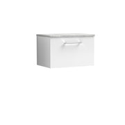 Nuie Arno 600mm Gloss White 1 Drawer worktop vanity unit with Bellato Grey Worktop
