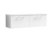 Nuie Arno 1200mm Gloss White 2 Drawer worktop vanity unit with Co-ordinating Worktop