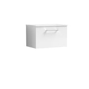 Nuie Arno 600mm Gloss White 1 Drawer worktop vanity unit with Co-ordinating Worktop