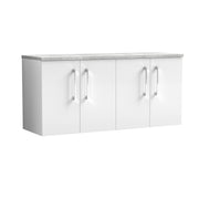 Nuie Arno 1200mm Gloss White 4 Door worktop vanity unit with Bellato Grey Worktop