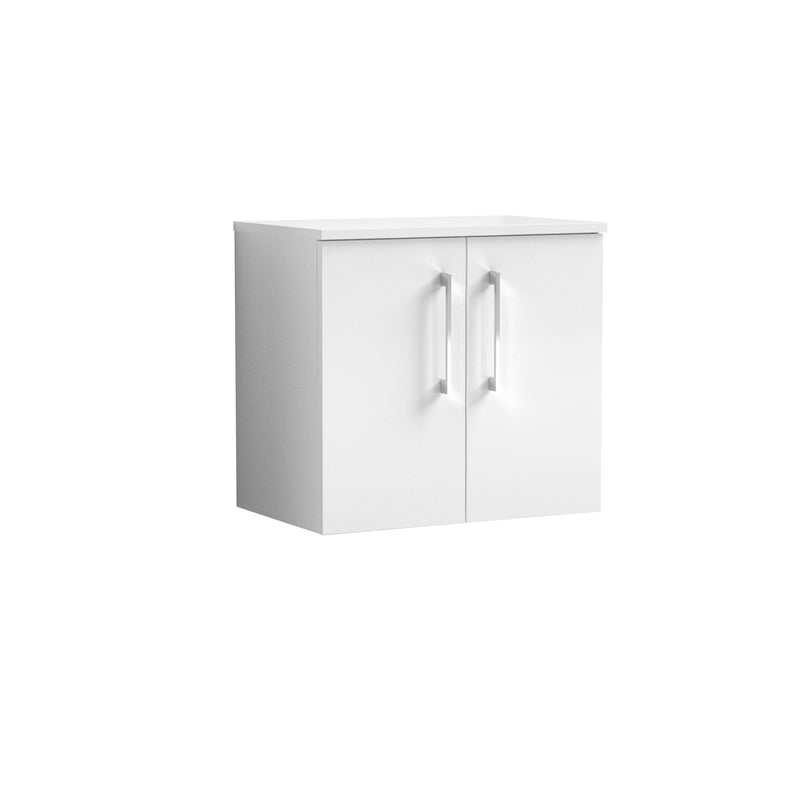 Nuie Arno 600mm Gloss White 2 Door worktop vanity unit with Co-ordinating Worktop