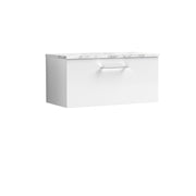 Nuie Arno 800mm Gloss White 1 Drawer worktop vanity unit with Carrara Laminate Worktop