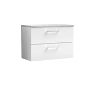 Nuie Arno 800mm Gloss White 2 Drawer worktop vanity unit with Bellato Grey Worktop